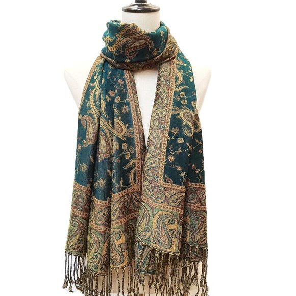 Women's Vintage Jacquard Cashew Print Bohemian Style Long Tassel - Picture 2 of 3